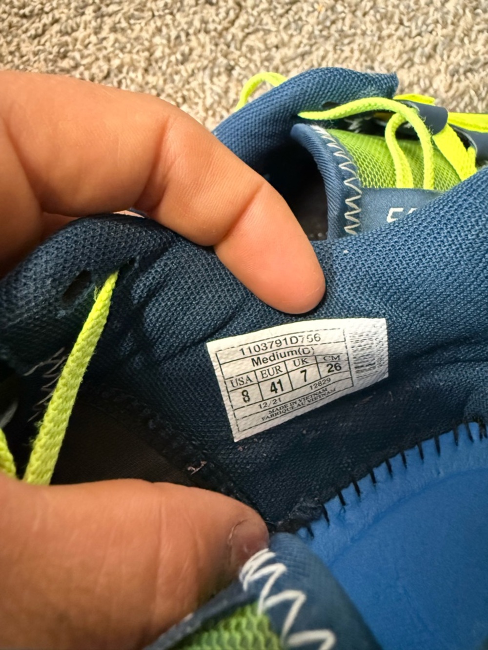Brooks caldera 6 Neon Lime and Navy Performance Running Shoes - Picture 8 of 9